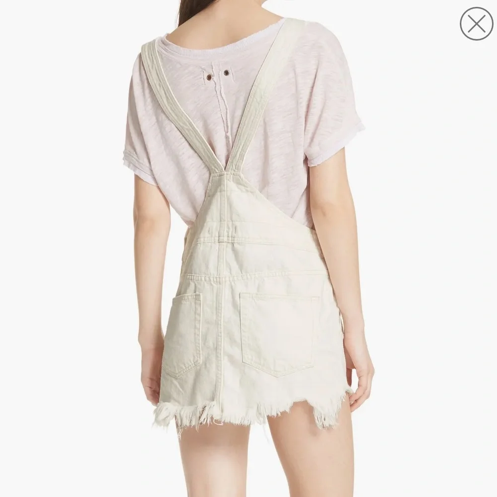 Free people torn up distressed denim jumper in white - Picture 2 of 9